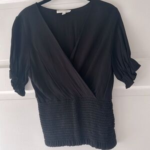 Final Touch Anthropologie rayon gathered ruching front wrap top